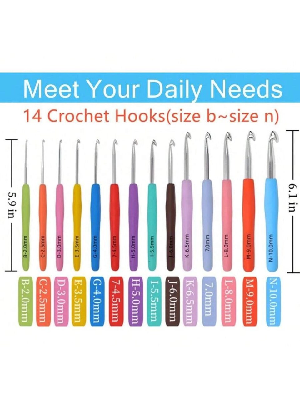 Crochet Hook Set (14 Sizes), Ergonomic Soft Grip Crochet Hooks with Case